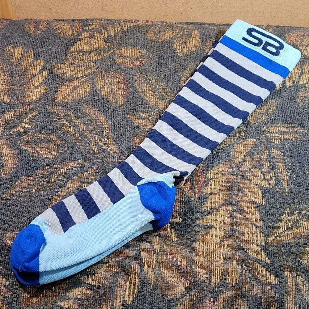 Unisex SB SOX Compression Socks Stripes Blue and Grey- Size L